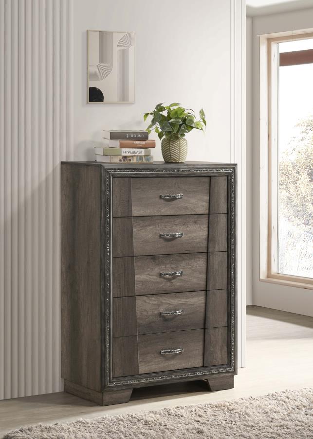 (image for) Janine 5-drawer Bedroom Chest Grey