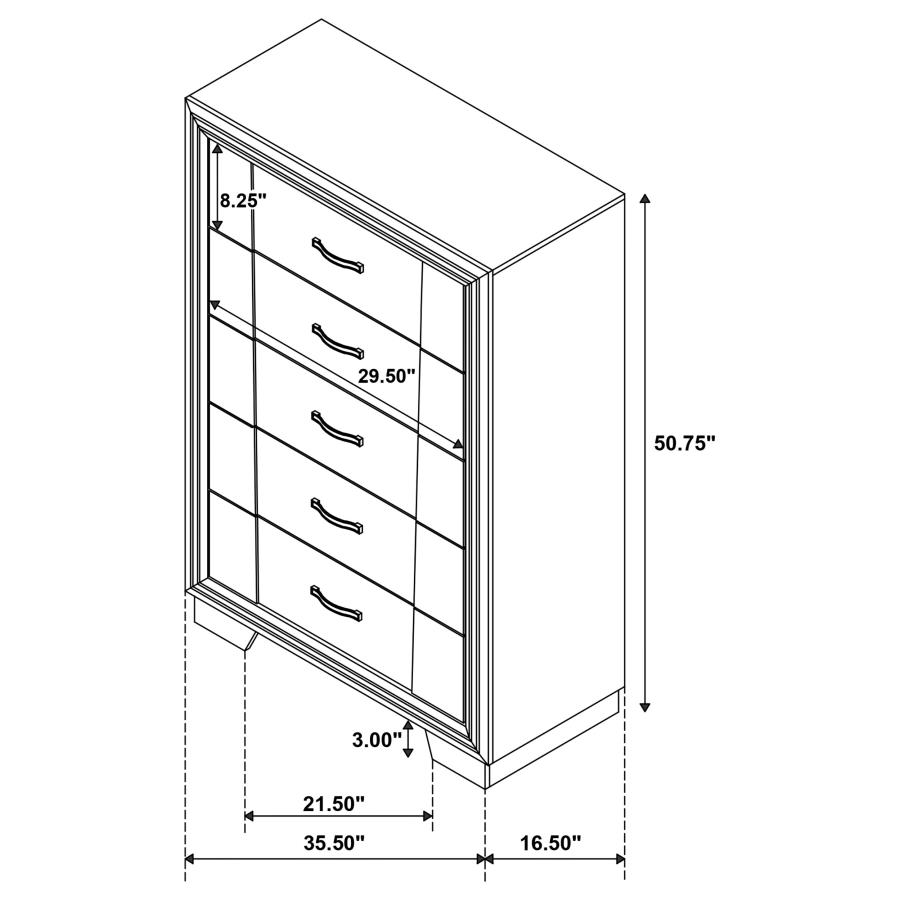 (image for) Janine 5-drawer Bedroom Chest Grey