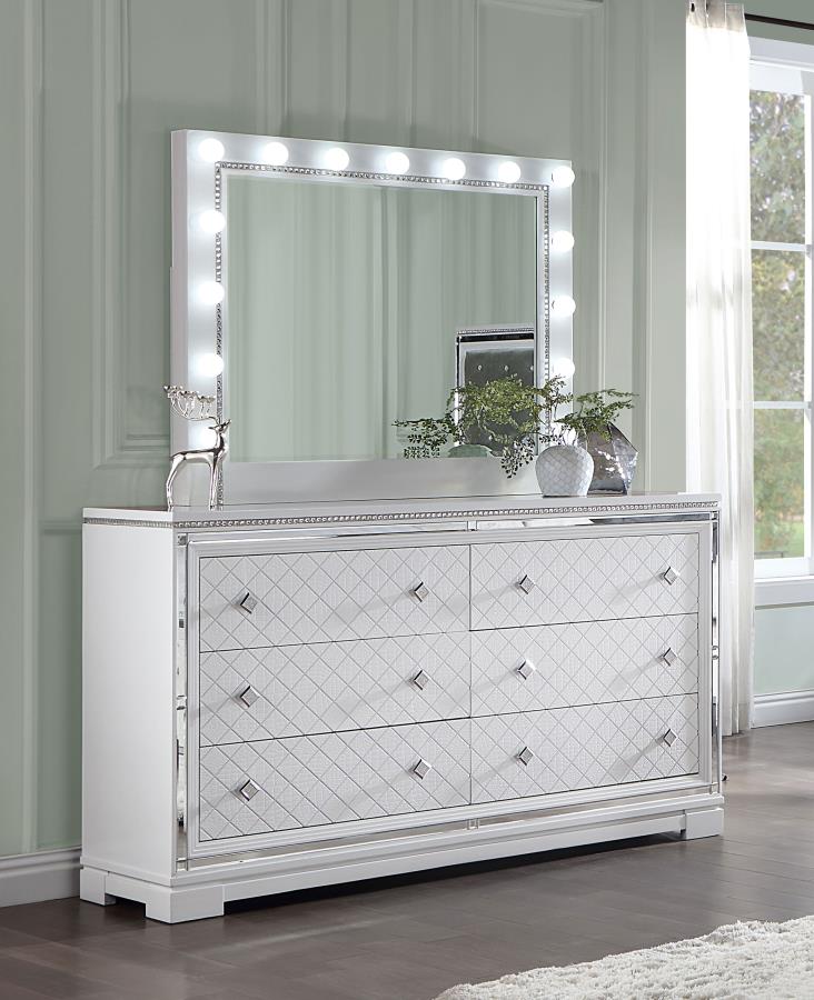 (image for) Eleanor 6-drawer Dresser with Mirror White