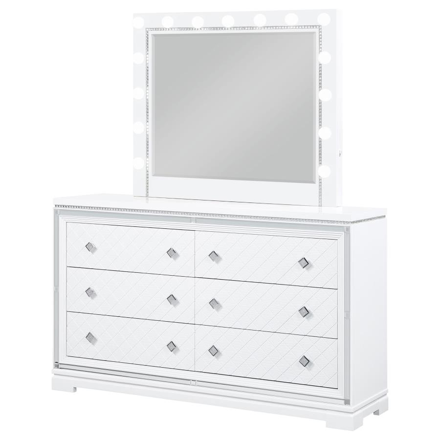 (image for) Eleanor 6-drawer Dresser with Mirror White