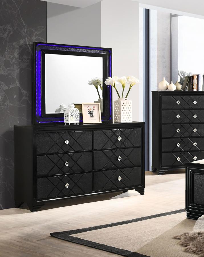 (image for) Penelope 6-drawer Dresser with Mirror Midnight Star