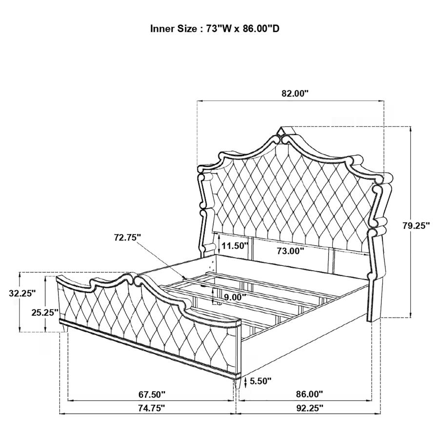 (image for) Antonella Upholstered California King Panel Bed Grey