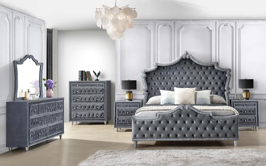 (image for) Antonella Upholstered California King Panel Bed Grey