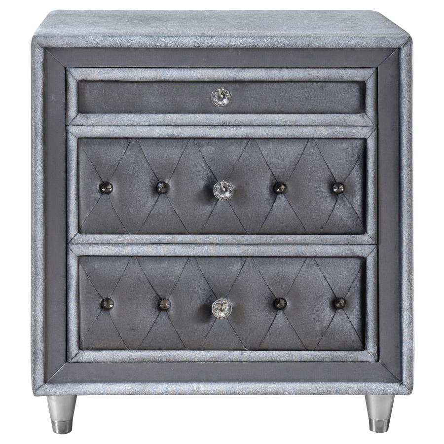 (image for) Antonella Upholstered 3-drawer Nightstand Grey