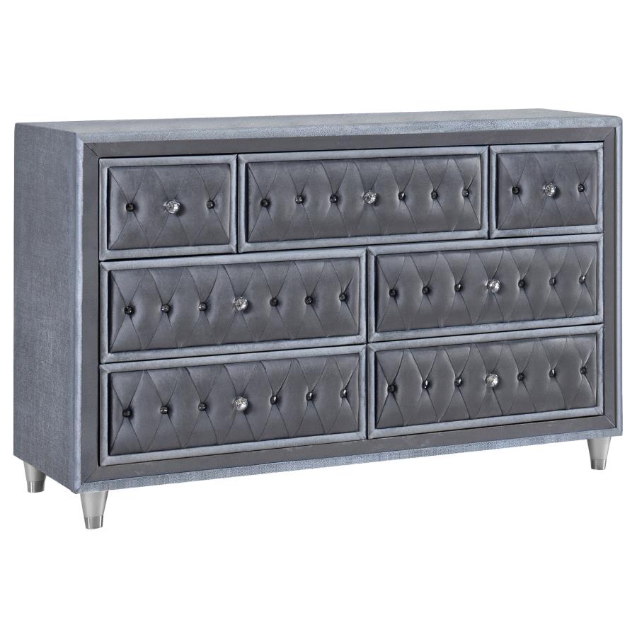 (image for) Antonella 7-drawer Upholstered Dresser Grey - Click Image to Close