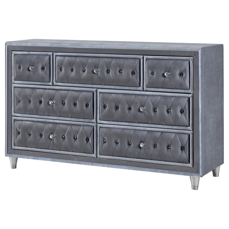 (image for) Antonella 7-drawer Upholstered Dresser Grey