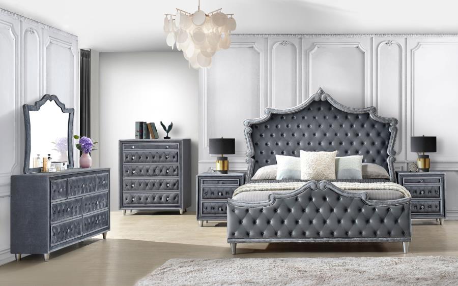 (image for) Antonella 7-drawer Upholstered Dresser with Mirror Grey