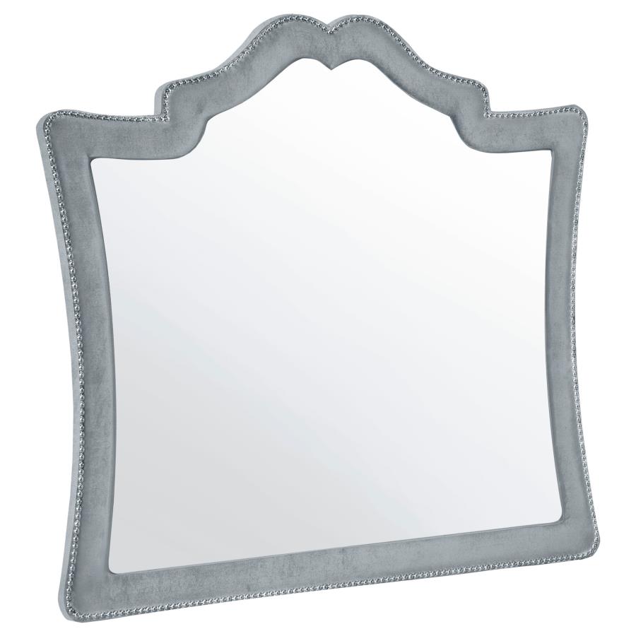 (image for) Antonella Upholstered Dresser Mirror Grey - Click Image to Close