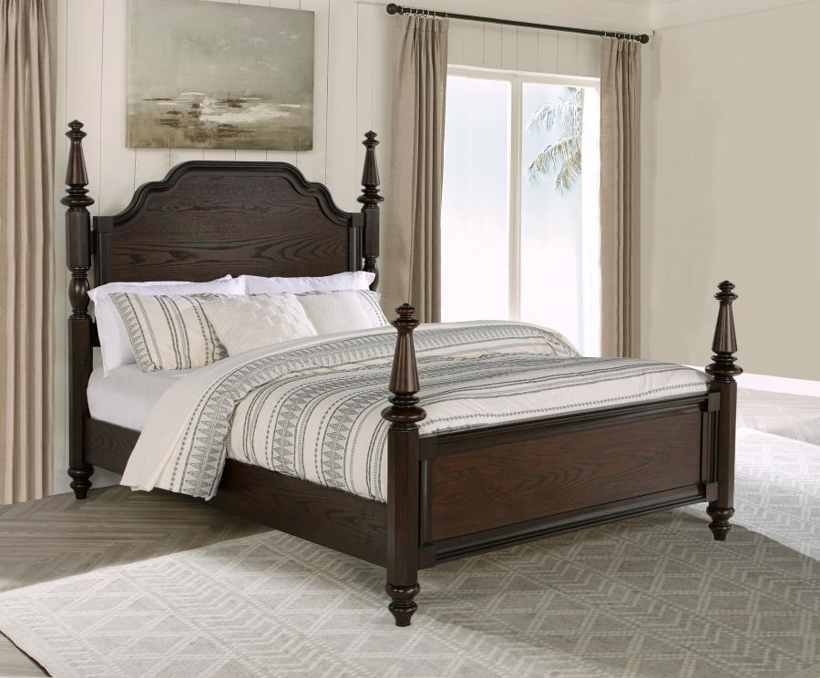 (image for) Andover 63-inch Four Poster Queen Bed Dark Oak