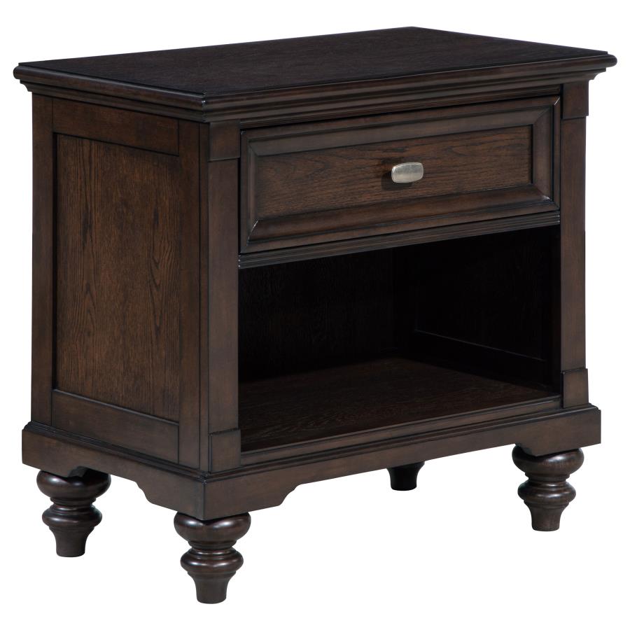 (image for) Andover 1-drawer Nightstand Bedside Table Dark Oak