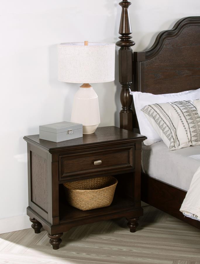 (image for) Andover 1-drawer Nightstand Bedside Table Dark Oak