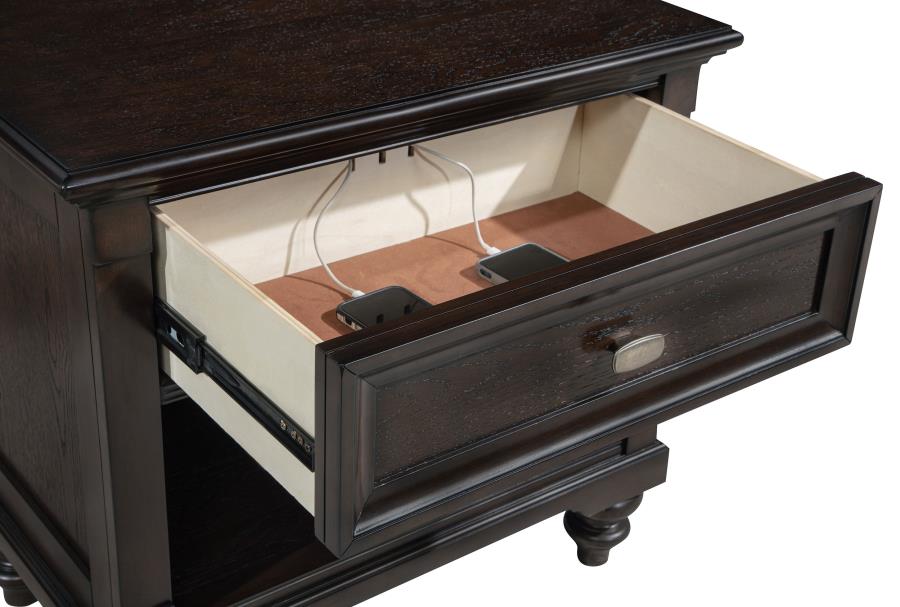 (image for) Andover 1-drawer Nightstand Bedside Table Dark Oak