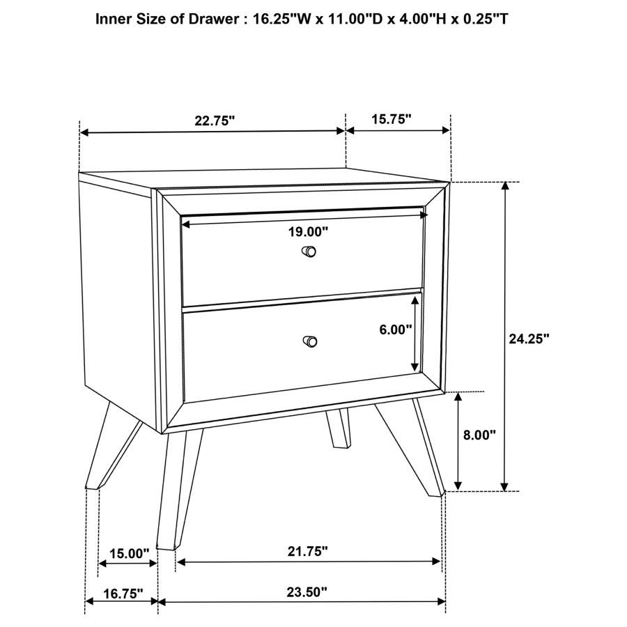 (image for) Janelle 2-drawer Nightstand White