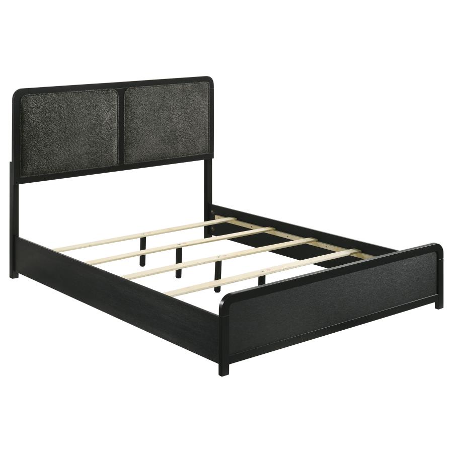 (image for) Cavelle 47-inch Upholstered Eastern King Bed Black - Click Image to Close