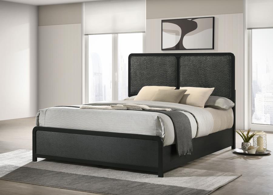 (image for) Cavelle 47-inch Upholstered Eastern King Bed Black