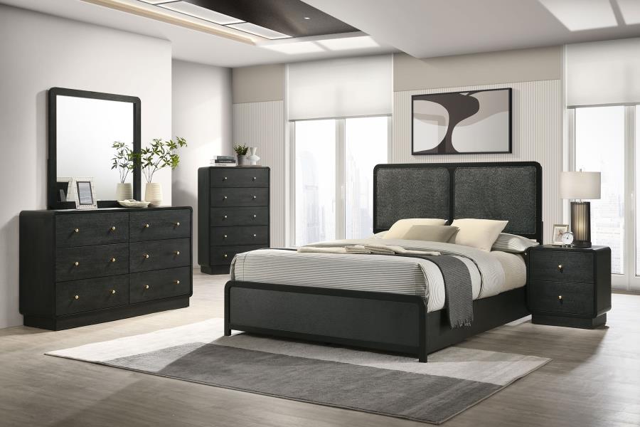 (image for) Cavelle 47-inch Upholstered Eastern King Bed Black