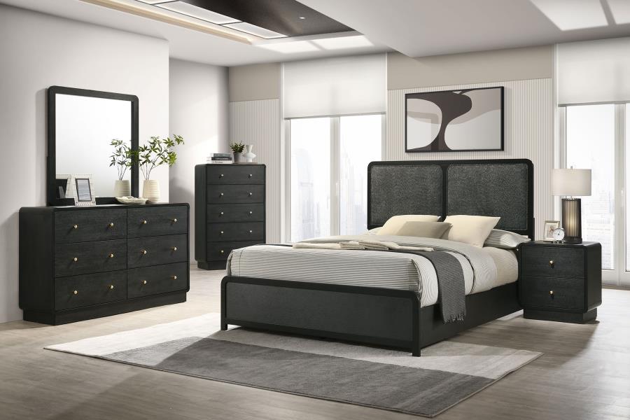 Modal Additional Images for Cavelle 51-inch Upholstered Queen Panel Bed Black