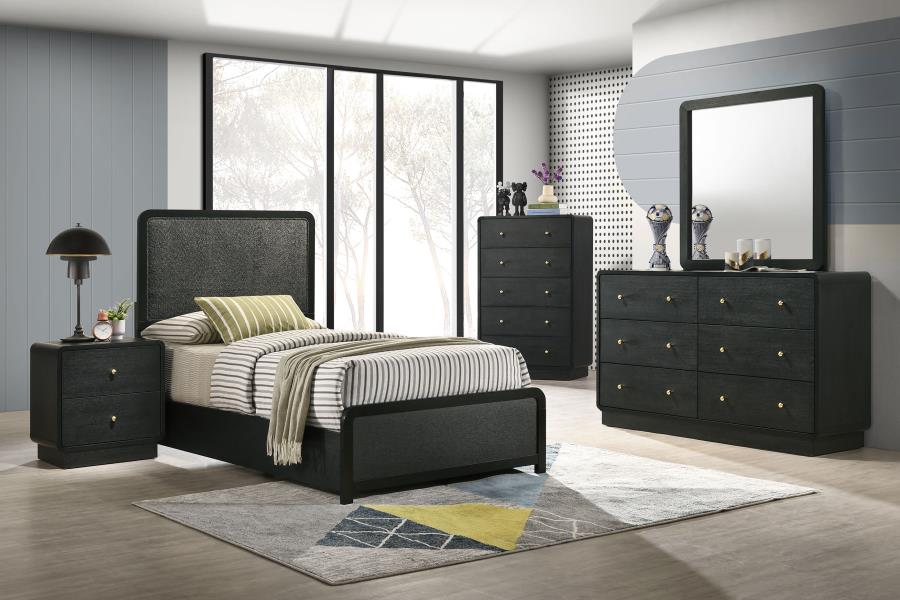 Modal Additional Images for Cavelle 51-inch Upholstered Twin Panel Bed Black