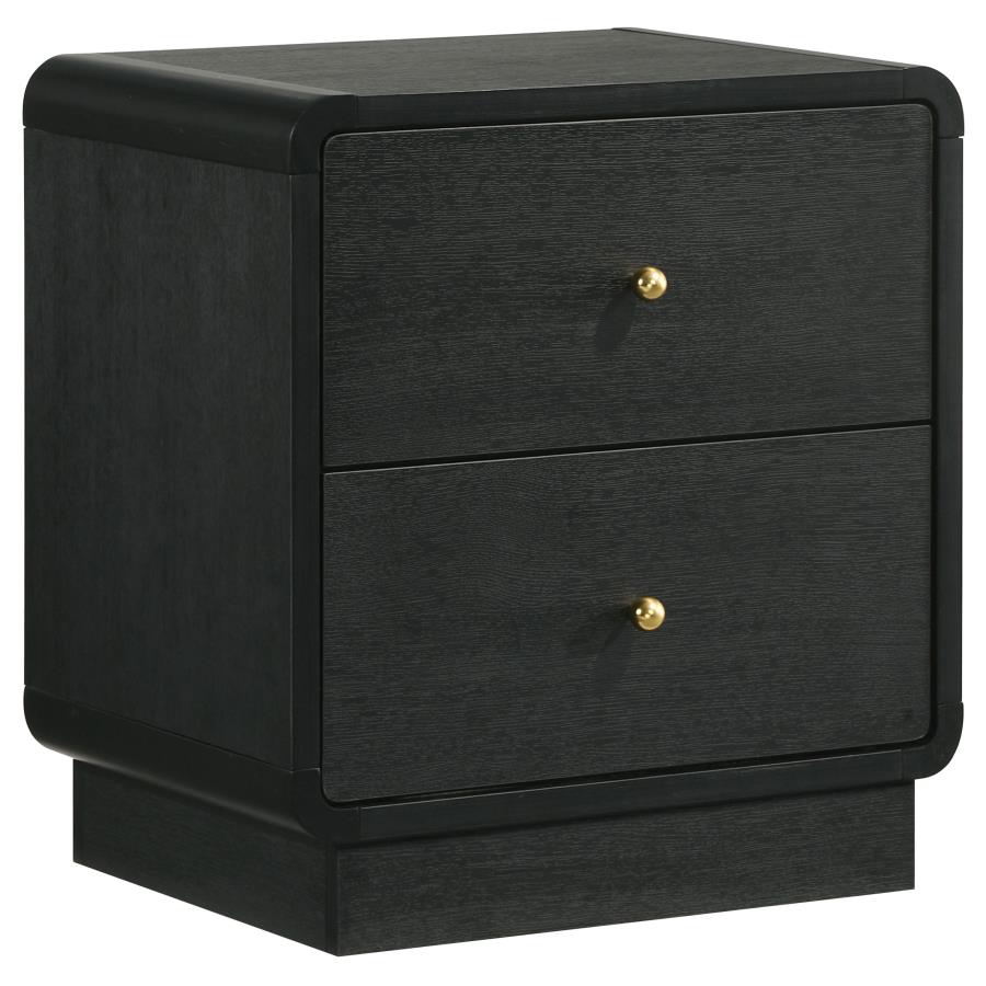 (image for) Cavelle 2-drawer Nightstand Bedside Table Black - Click Image to Close