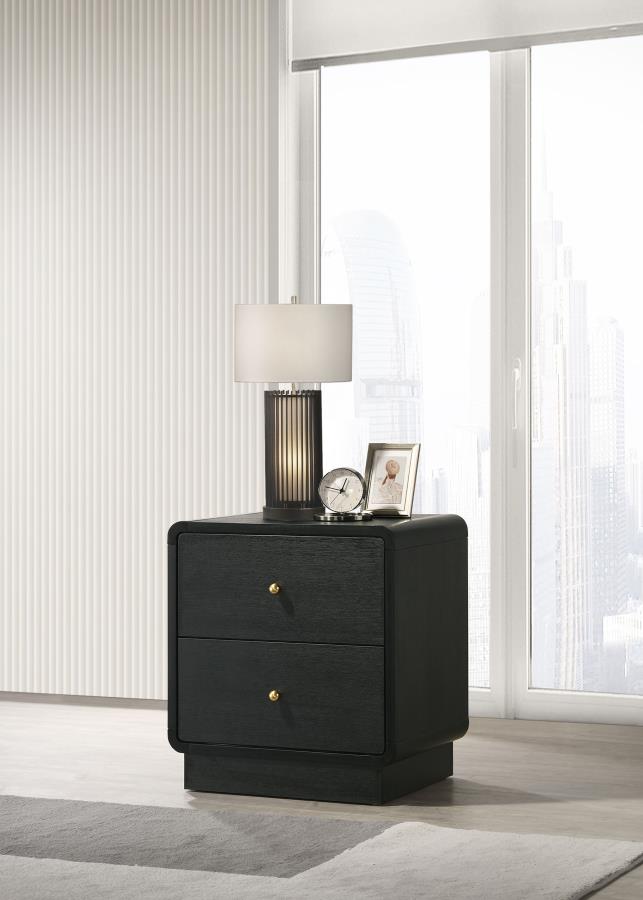 (image for) Cavelle 2-drawer Nightstand Bedside Table Black