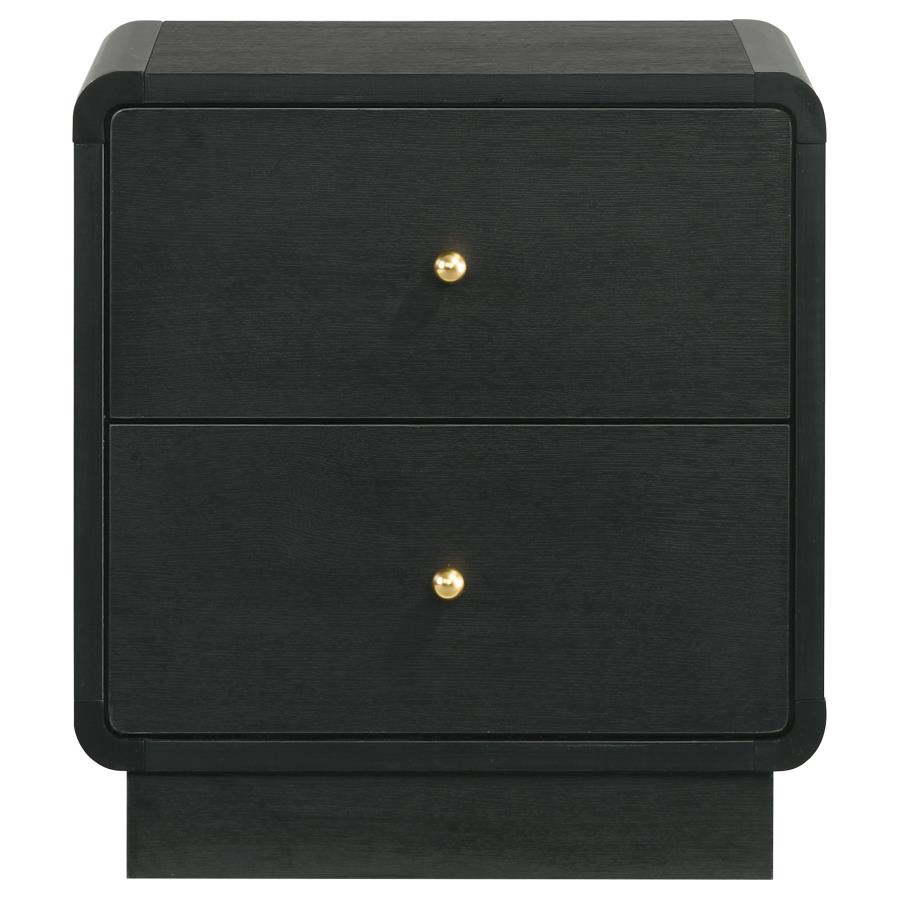 (image for) Cavelle 2-drawer Nightstand Bedside Table Black