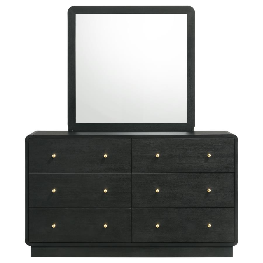 (image for) Cavelle 6-drawer Dresser and Mirror Black