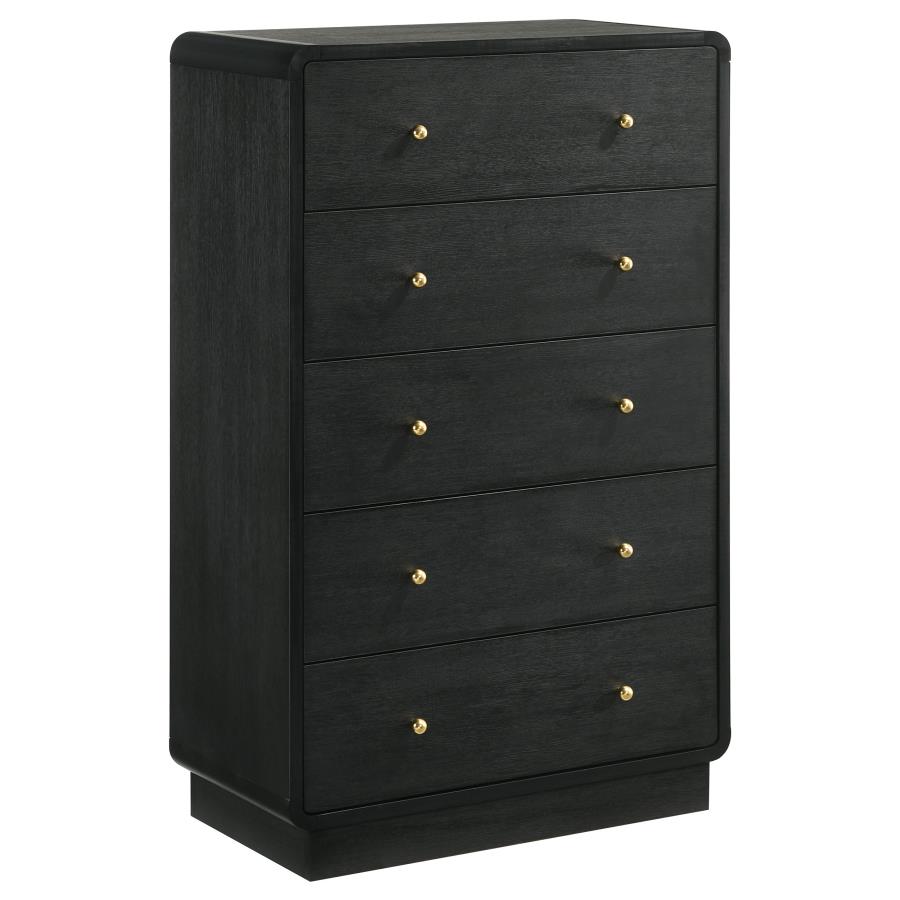 (image for) Cavelle 5-drawer Chest of Drawers Black - Click Image to Close