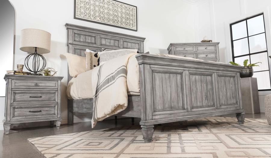 (image for) Avenue Wood Eastern King Panel Bed Weathered Grey