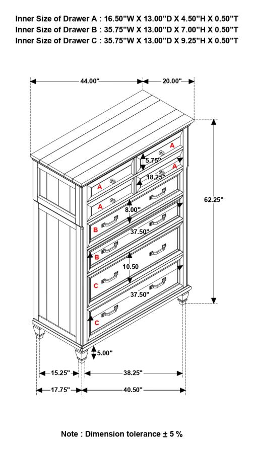 (image for) Avenue 8-drawer Bedroom Chest Weathered Grey