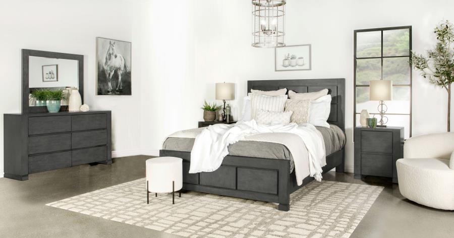 (image for) Lorenzo 4-piece Eastern King Bedroom Set Dark Grey - Click Image to Close