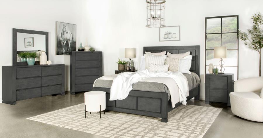 (image for) Lorenzo 5-piece Eastern King Bedroom Set Dark Grey