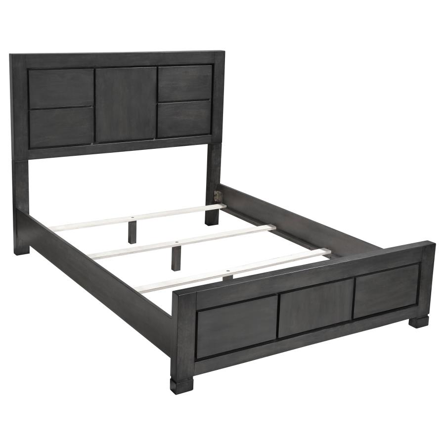 (image for) Lorenzo Wood Queen Panel Bed Dark Grey - Click Image to Close