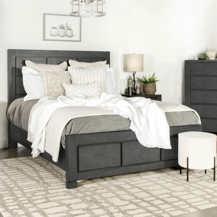 (image for) Lorenzo Wood Queen Panel Bed Dark Grey