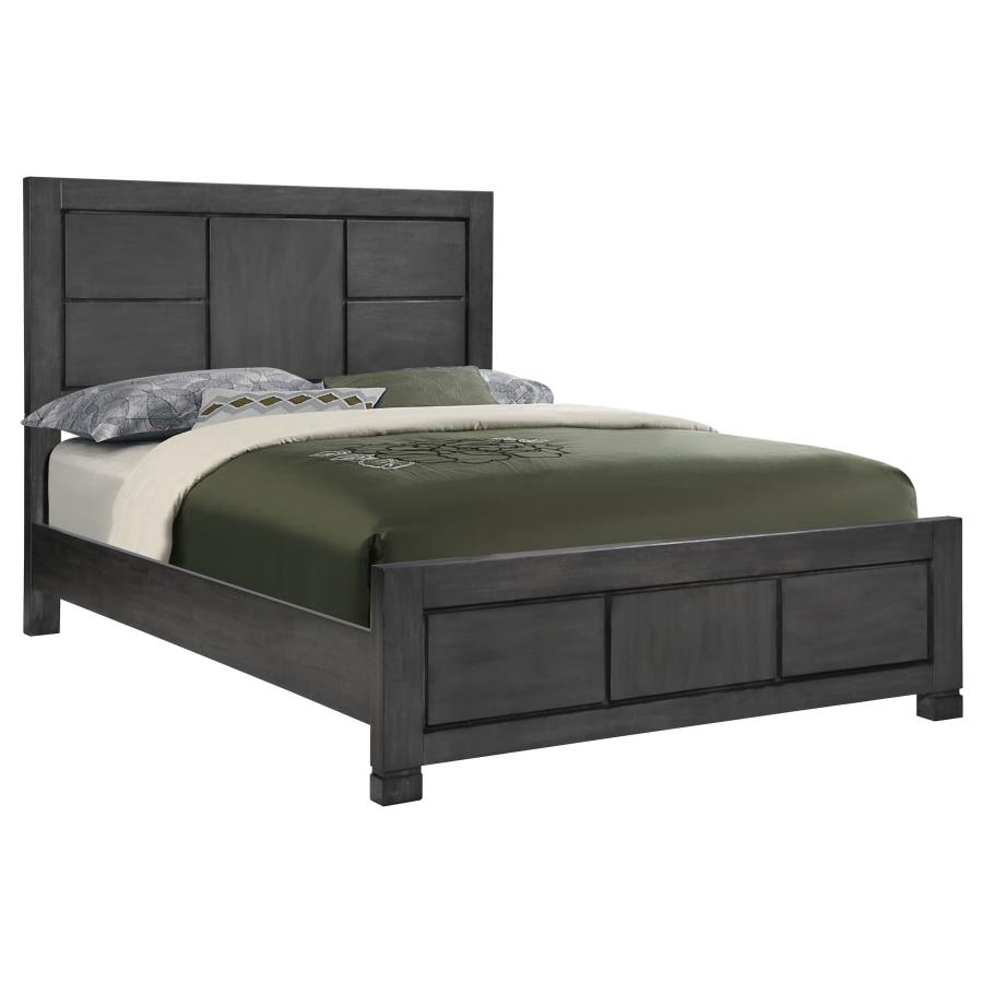 (image for) Lorenzo Wood Queen Panel Bed Dark Grey