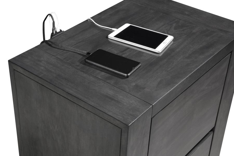 (image for) Lorenzo 2-drawer Nightstand Dark Grey