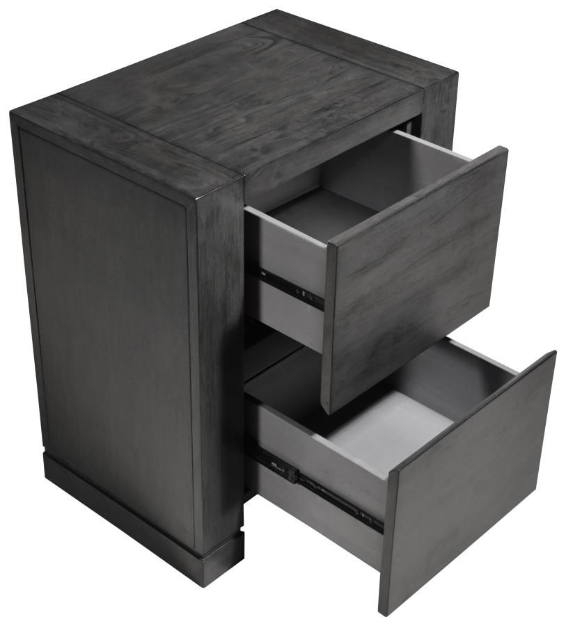 (image for) Lorenzo 2-drawer Nightstand Dark Grey