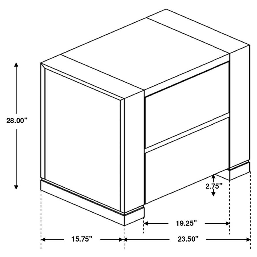 (image for) Lorenzo 2-drawer Nightstand Dark Grey