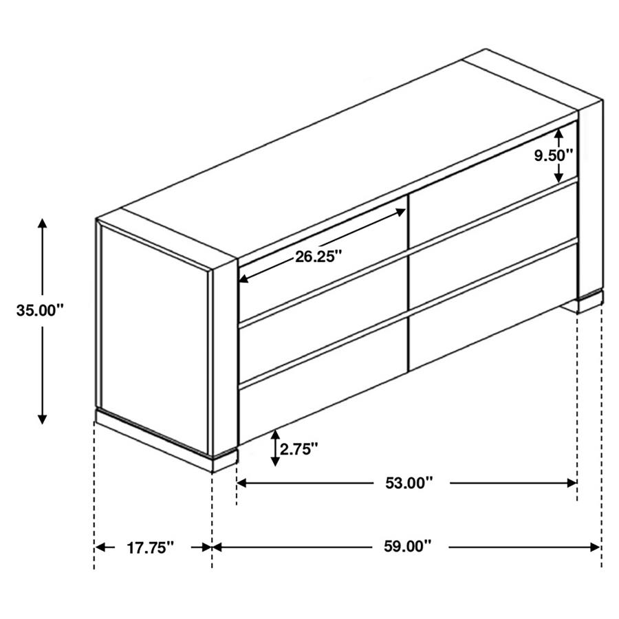 (image for) Lorenzo 6-drawer Dresser Dark Grey