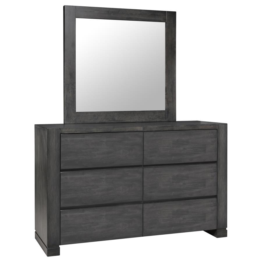 (image for) Lorenzo 6-drawer Dresser with Mirror Dark Grey - Click Image to Close