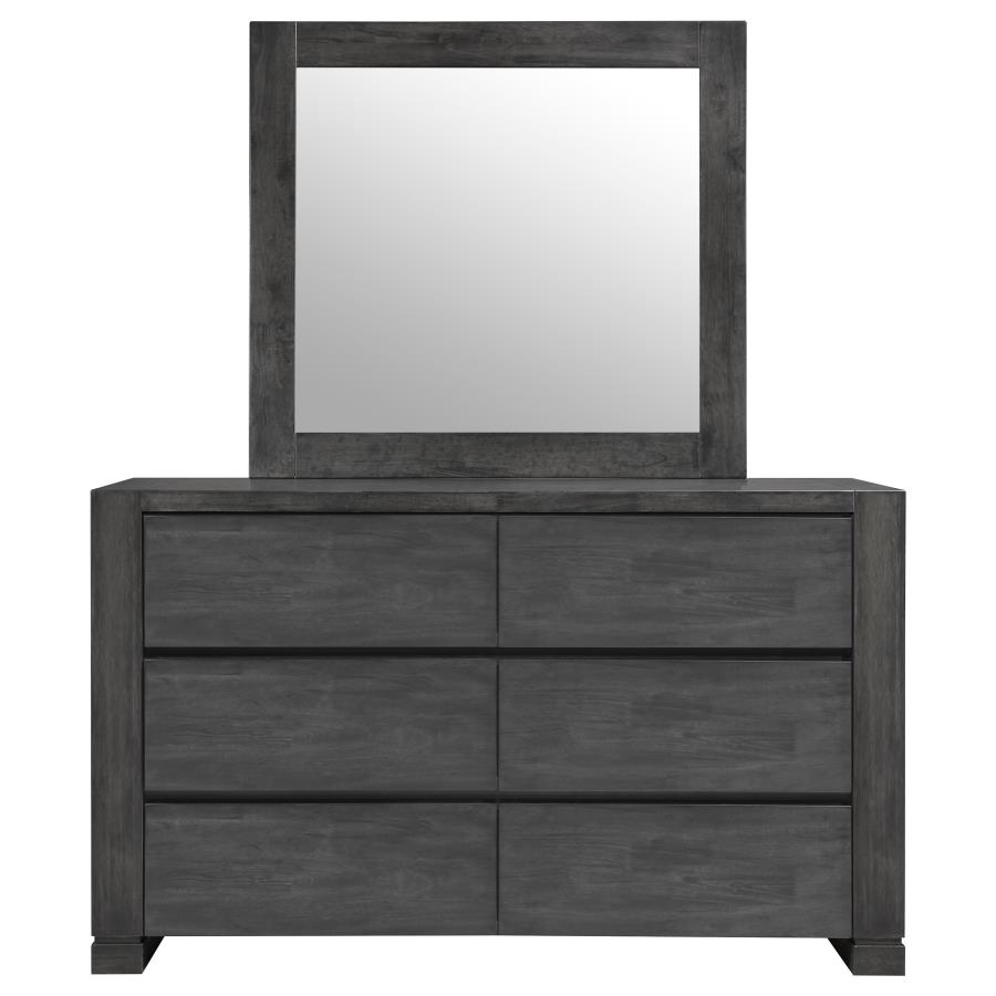 (image for) Lorenzo 6-drawer Dresser with Mirror Dark Grey