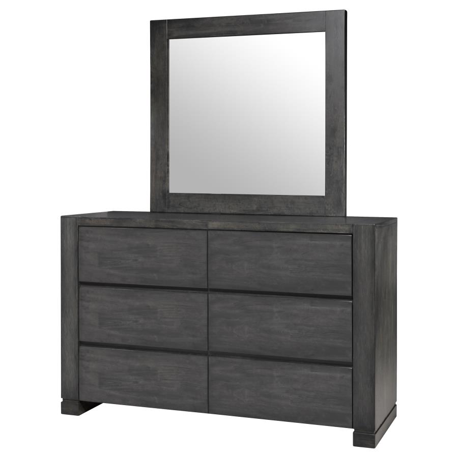 (image for) Lorenzo 6-drawer Dresser with Mirror Dark Grey