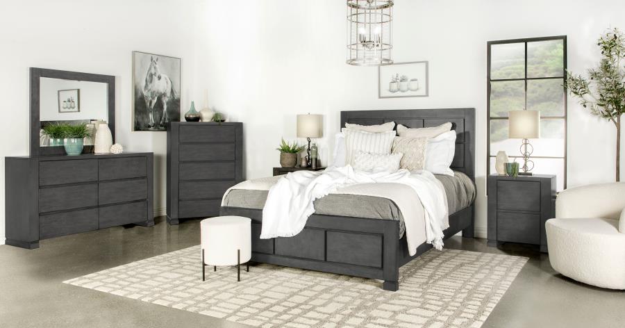 (image for) Lorenzo 6-drawer Dresser with Mirror Dark Grey