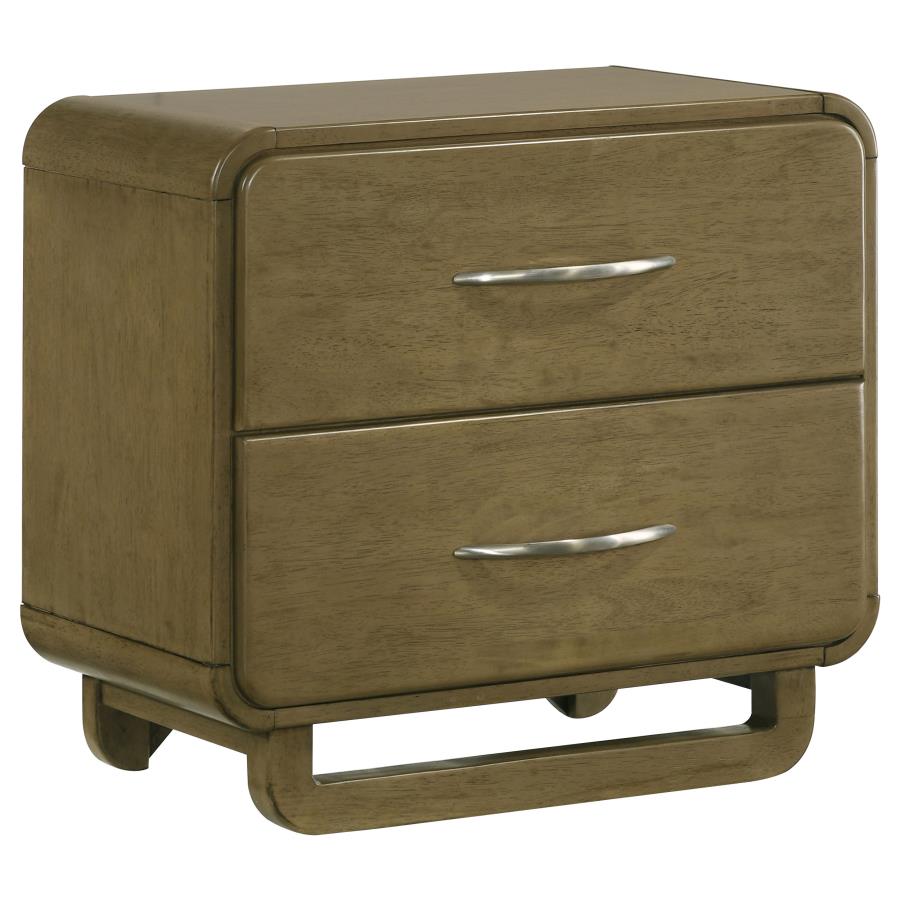 (image for) Amsbury 2-drawer Nightstand Bedside Table Nutmeg