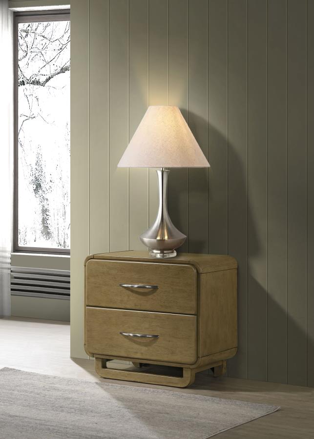 (image for) Amsbury 2-drawer Nightstand Bedside Table Nutmeg