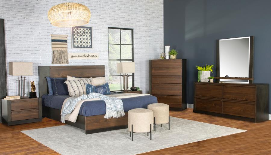 (image for) Azalia 5-piece Eastern King Bedroom Set Walnut - Click Image to Close