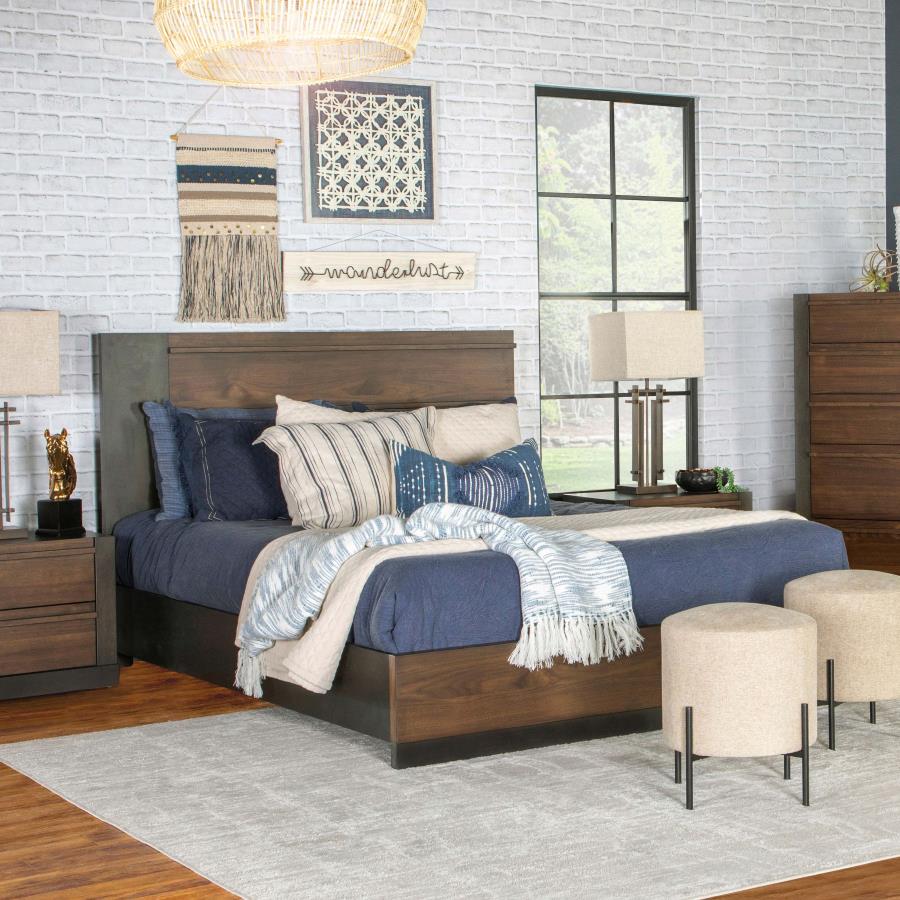 (image for) Azalia Wood Queen Panel Bed Walnut