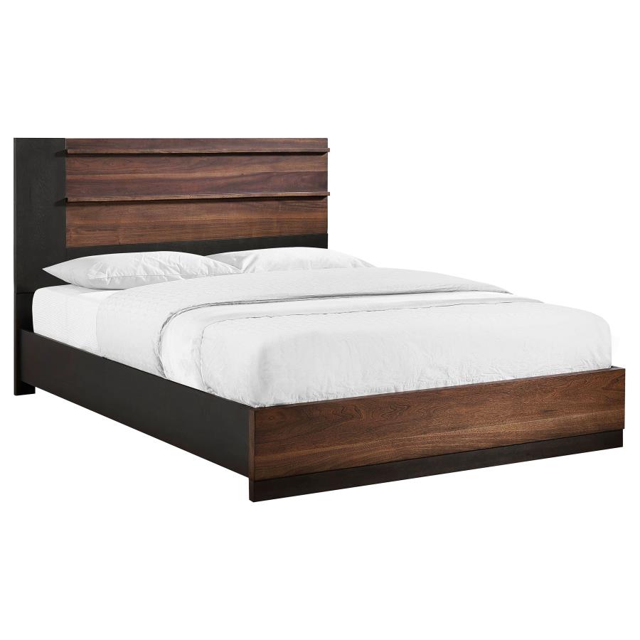 (image for) Azalia Wood Queen Panel Bed Walnut