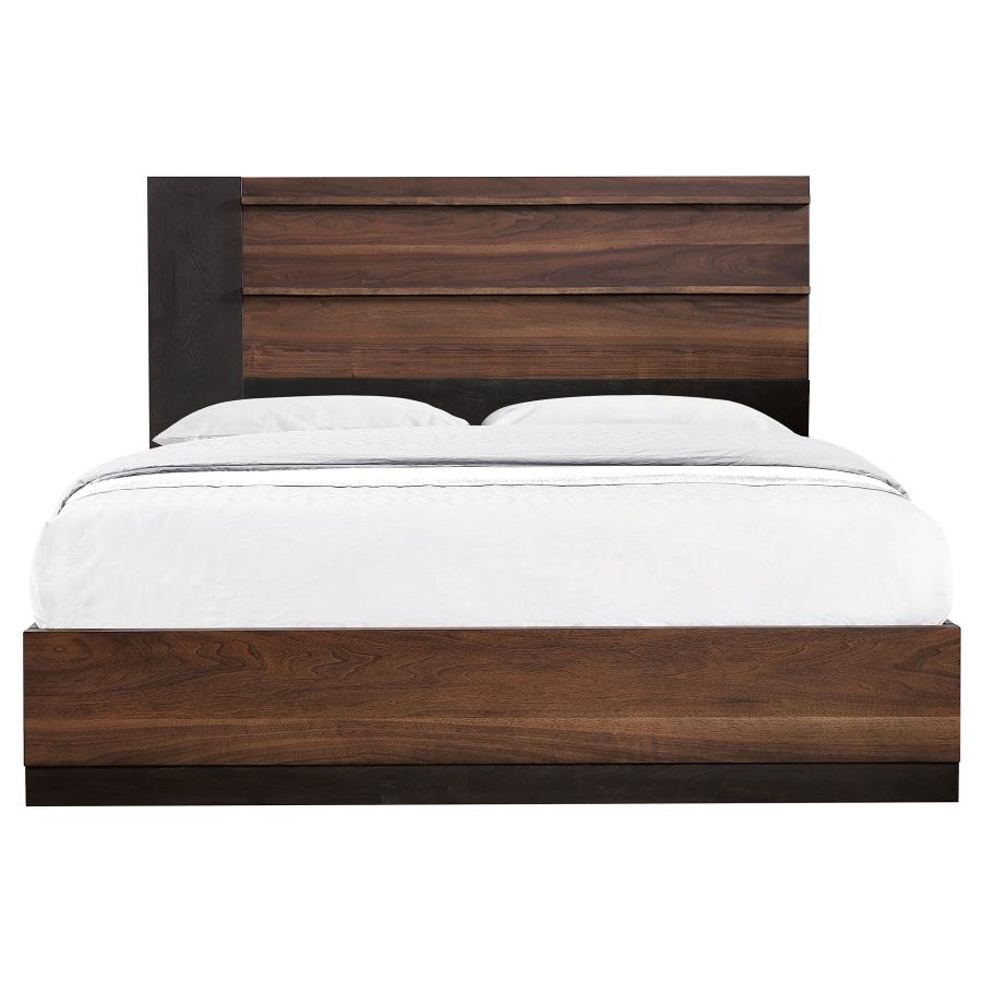 (image for) Azalia Wood Queen Panel Bed Walnut