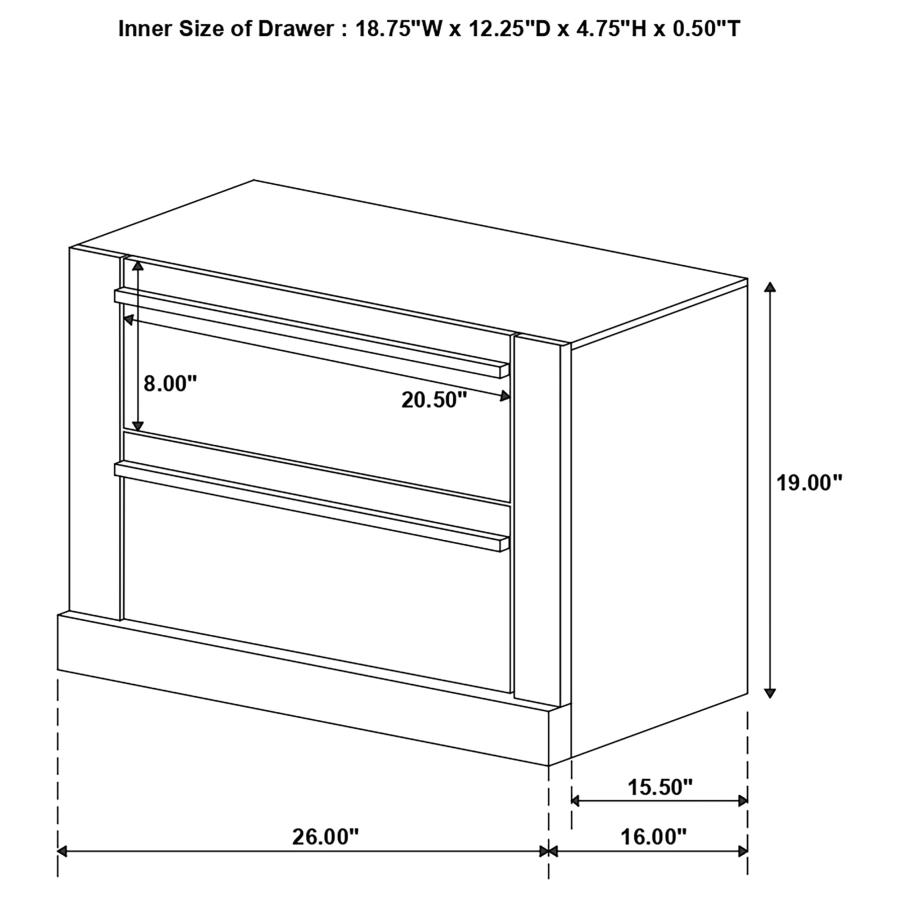 (image for) Azalia 2-drawer Nightstand Walnut