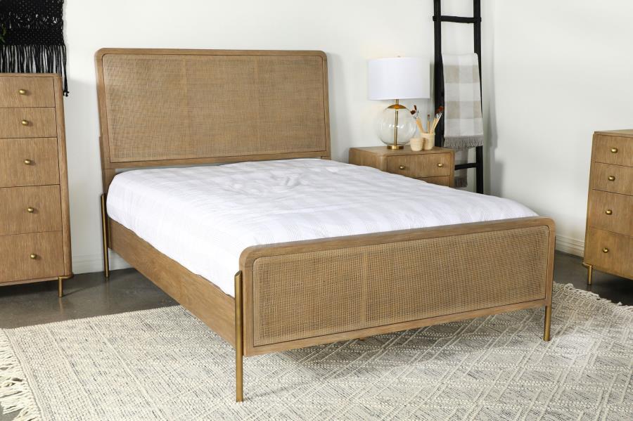 (image for) Arini Rattan Queen Panel Bed Sand Wash and Natural Cane